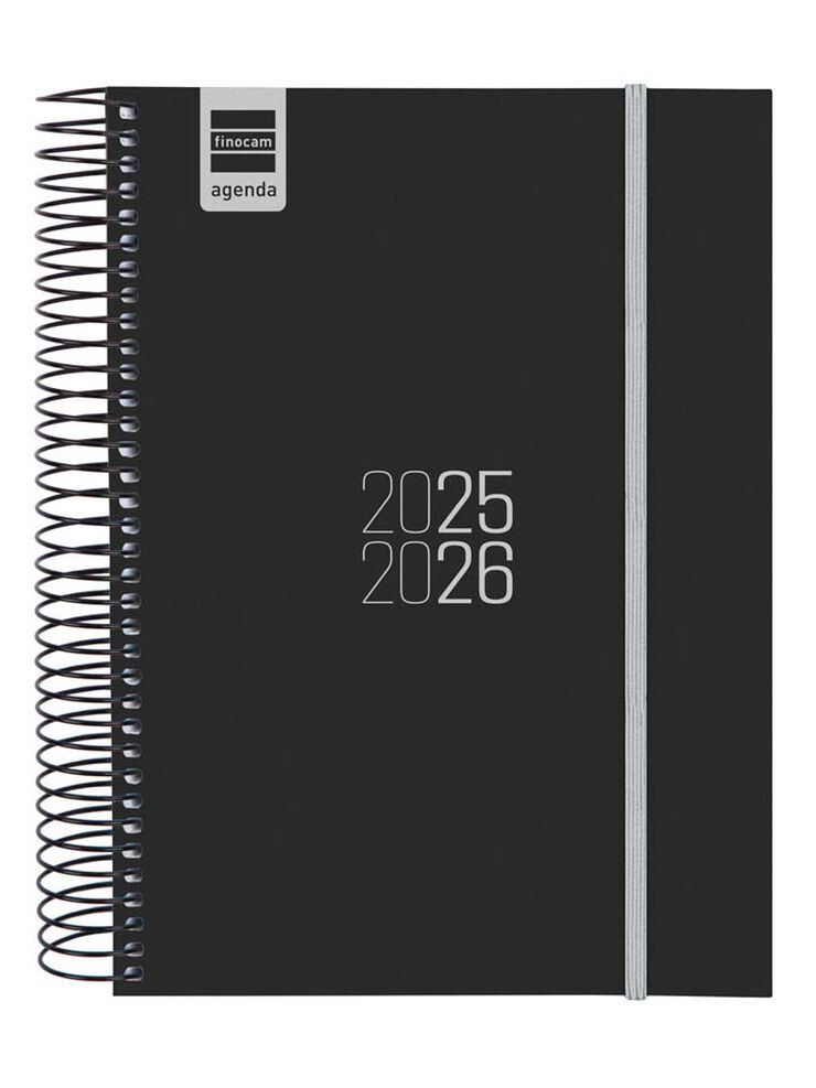 Agenda Finocam escolar espiral E10 día/pág cas 2025-26 negro