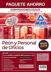 Paquete Ahorro Pe&oacute;n y Personal de Oficios de Corporaciones Locales. Ahorro de 43 €, (incluye Temario General vol&uacute;menes 1 y 2, Test y Supuestos