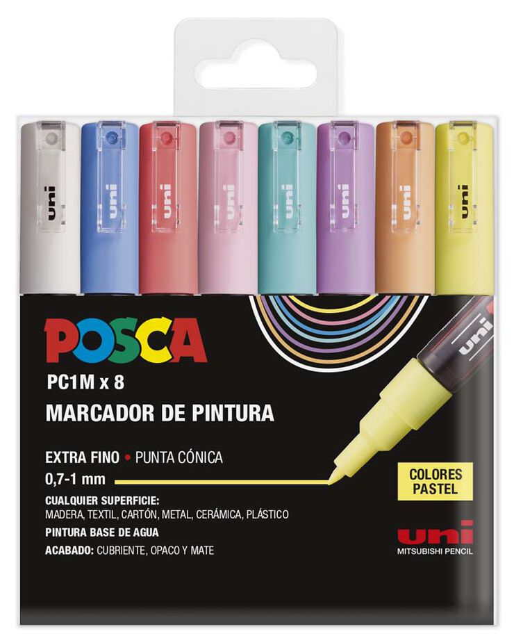 Juego de 12 rotuladores profesionales Uni Posca PC-1M, incluye rotuladores  extra de color negro y blanco