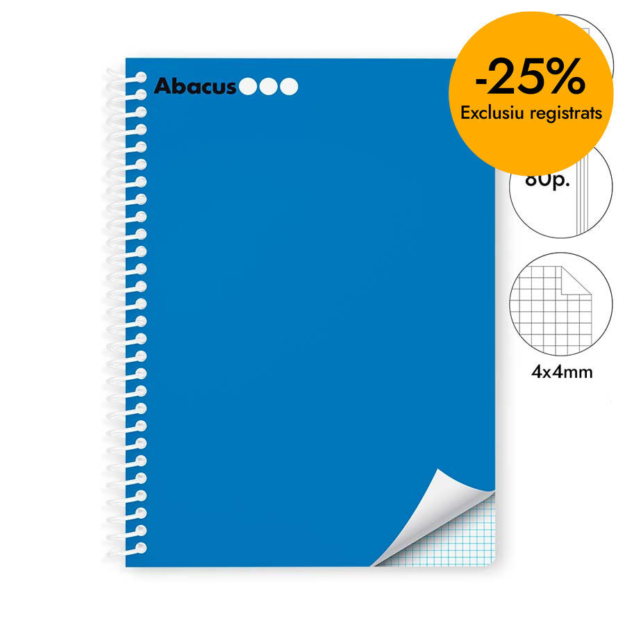 Libreta espiral Abacus A5 80 hojas 4x4mm azul