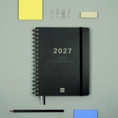 Agenda Finocam 16M Tempus 1/4 Sem/Vista Vertical Castellano 2026-27 Negro