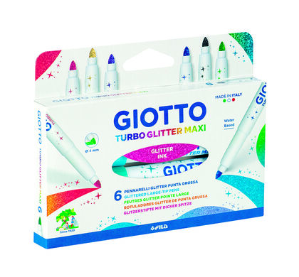 Estoig de retoladors Giotto Turbo Glitter Maxi 6 colors
