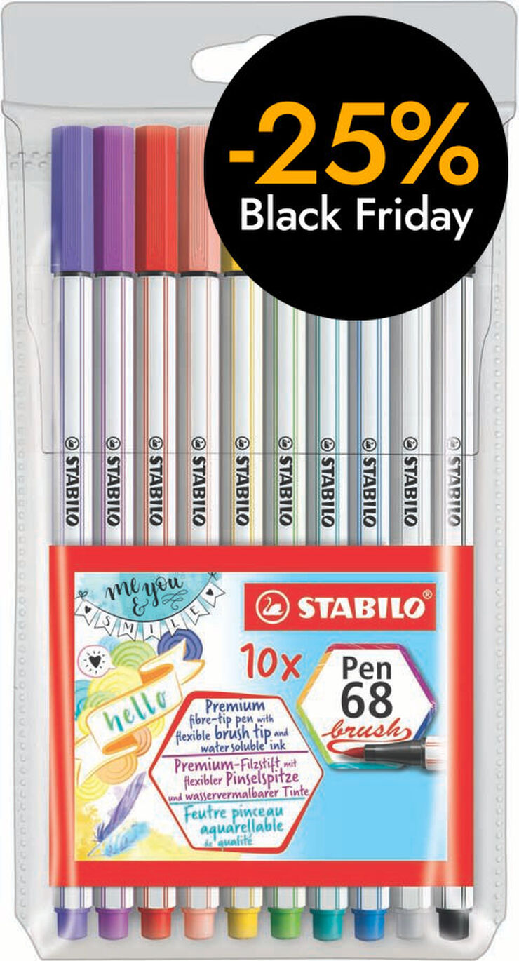 Rotuladores Stabilo Pen68 Brush 10 colores
