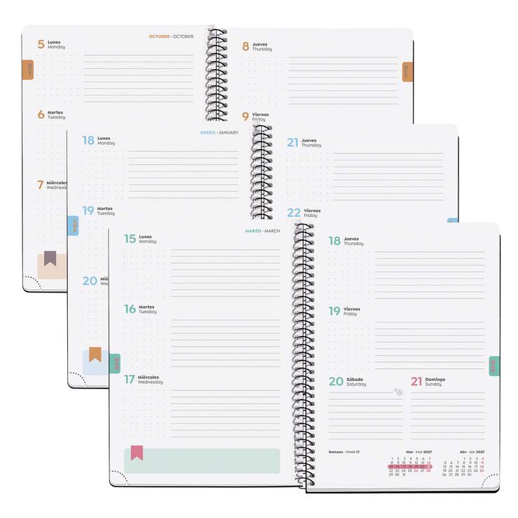 Agenda Escolar Miquel Rius Espiral Plus set/vista multiling&uuml;e 2026-2027 Summery