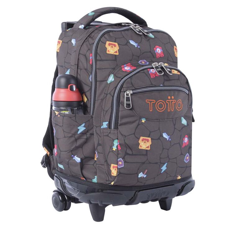 Mochila Ruedas Totto Renglones Estampado videojuego