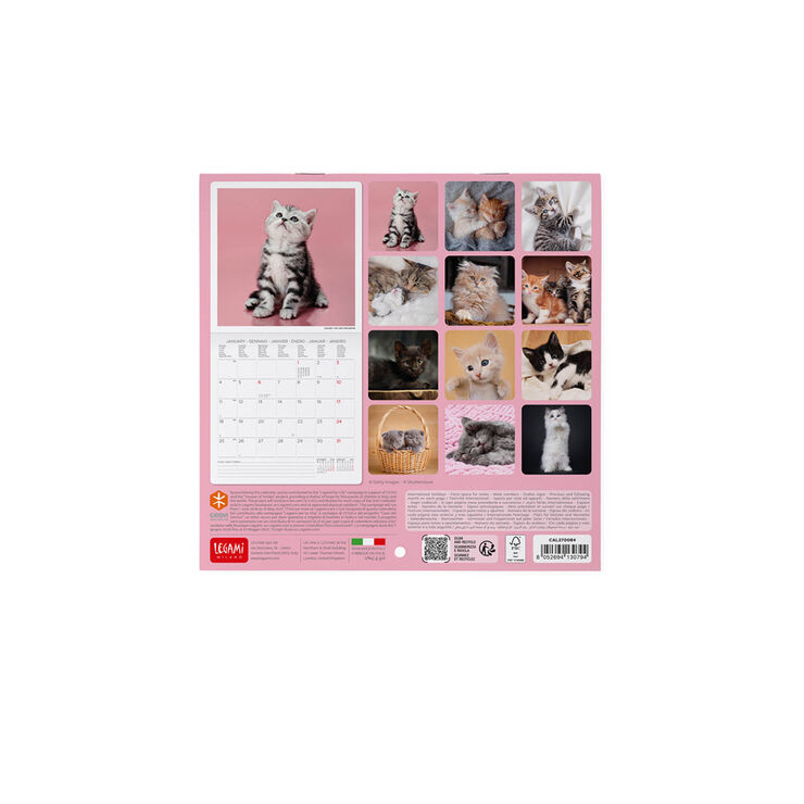 Calendario Legami 18x18 Pared Kittens Multiling&uuml;e 2027