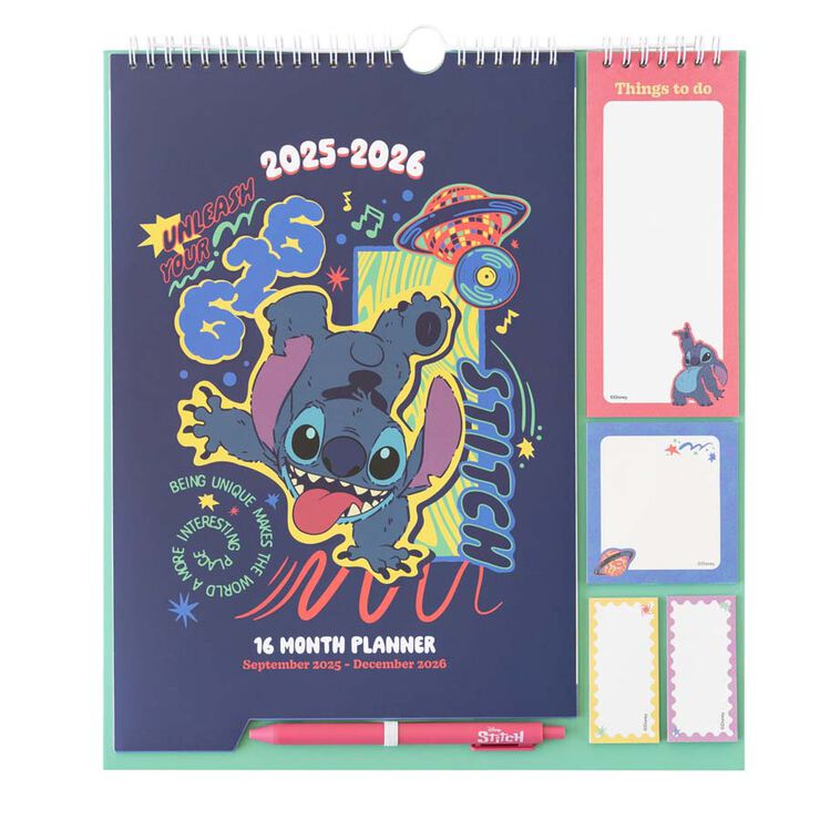 Planificador 16 mesos mes/vista mult 2025-26 Disney Stitch