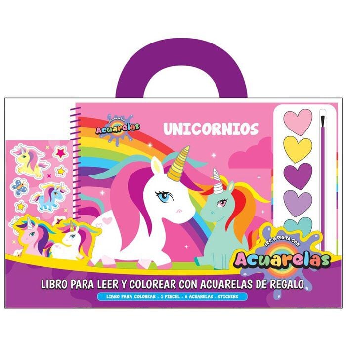 Unicornios. Libros para leer y colorear con acuarelas.