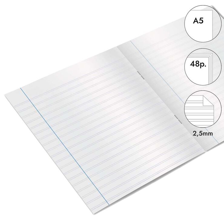 Libreta grapada Abacus A5 48 hojas pauta 2,5mm lila