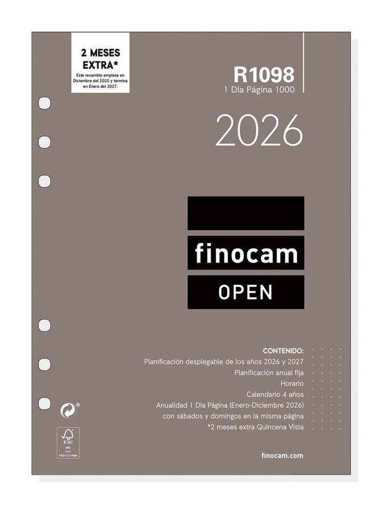 Recanvi Finocam Open 1000 R1098 1dia/pàg cas 2026