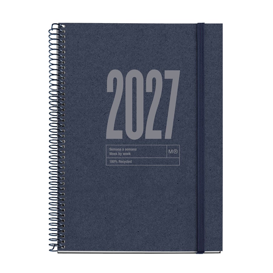 Agenda Miquelrius Especial Plus Setmana Vista Catal&agrave; Reciclat 2027 Blau Fosc
