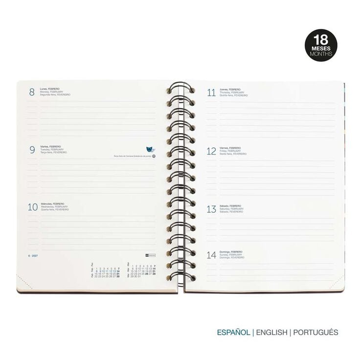 Agenda Miquel Rius 18 Meses Wire-O Plus sem/vista multiling&uuml;e 2026-2027 Stripes