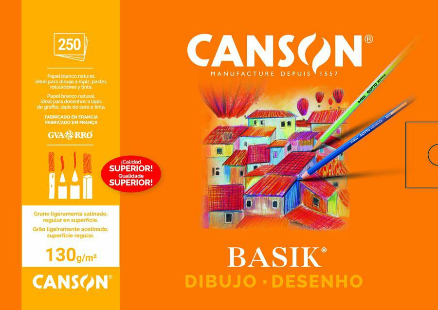 Papel Dibujo Canson Basik A4+ 130g 250 hojas