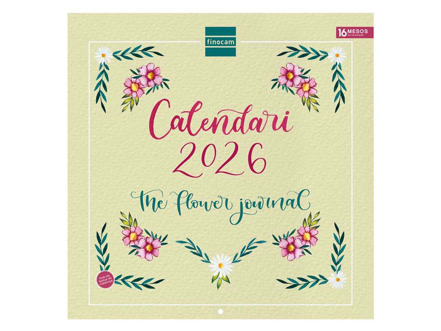 Calendario pared Finocam 30x30 Flower Journal 2026 catal&aacute;n