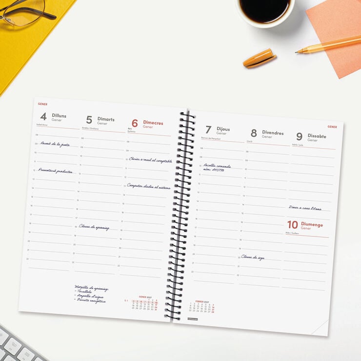 Agenda Finocam Year Semana Vista Vertical 2027 Catal&aacute;n Negro