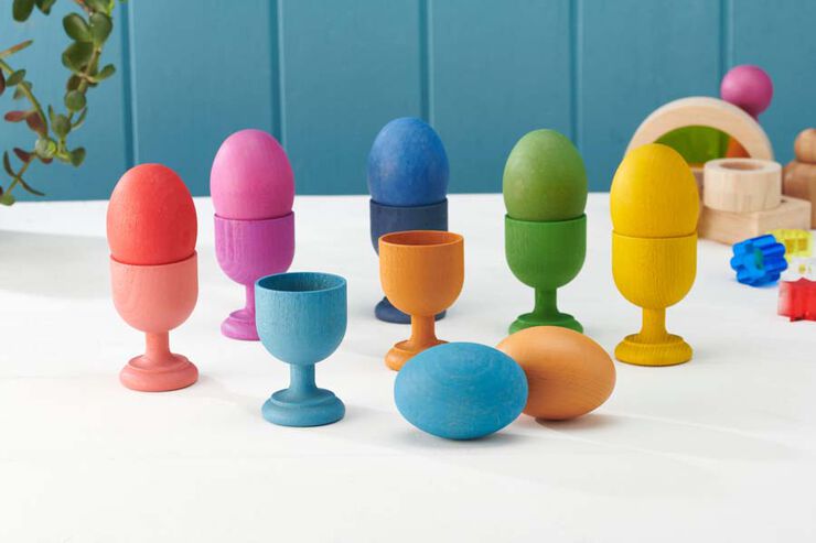 Huevos de madera de colores 7 unidades