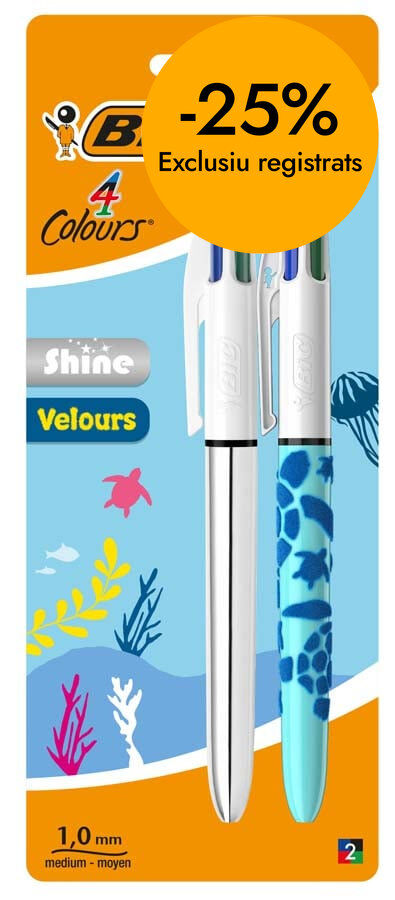 Bol&iacute;grafo 4 Colores Bic Shine + Velvet 2u
