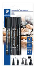 Rotuladores permanentes Staedtler Lumocolor negro 4u