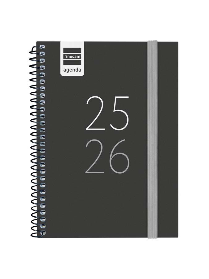 Agenda Finocam escolar Secundaria 1/8 sem/vista cat 2025-26 negro