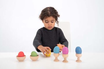 Huevos de madera de colores 7 unidades
