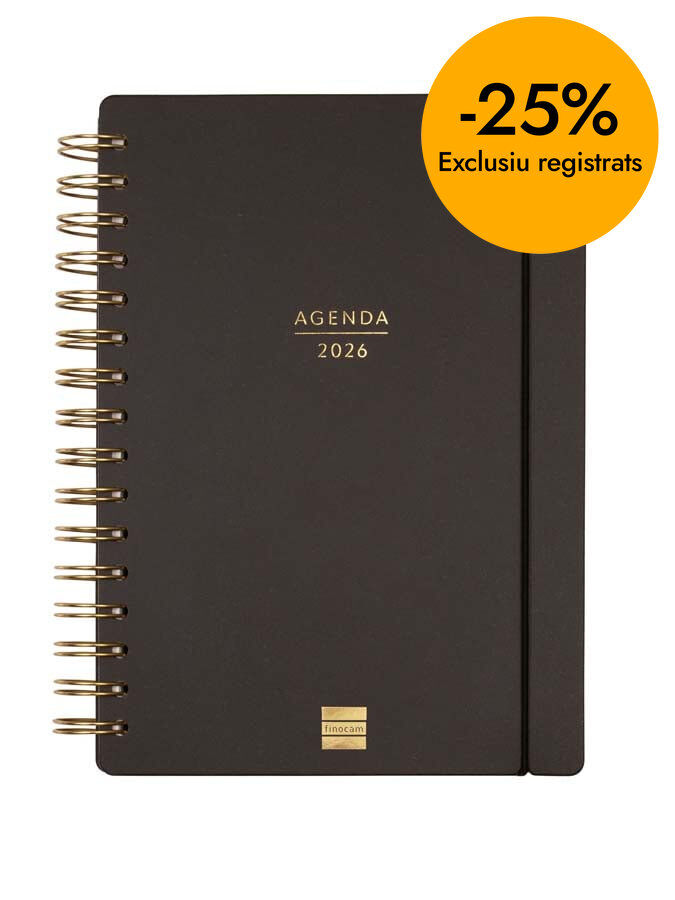 Agenda Finocam 16 mesos Haiku E10 setm/vista cat 2025-26 negre