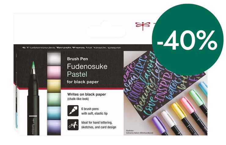 Rotuladores Tombow Fudenosuke pastel 6 colores