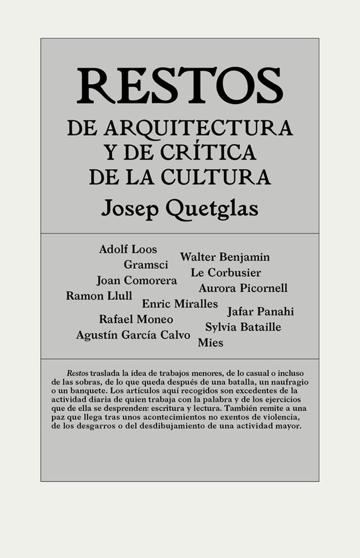 Restos de arquitectura y de crítica de la cultura