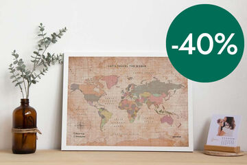 Mapa corcho M Miss Wood Old School con marco