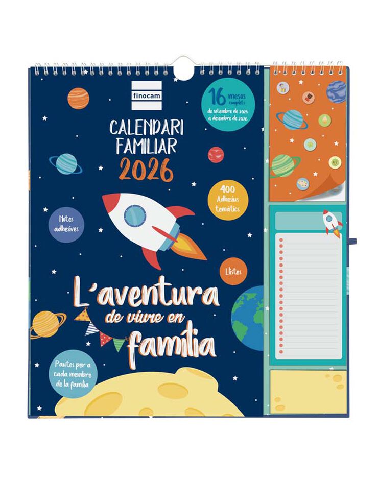 Calendario Finocam pared 16 meses plus cat 2025-26 Familiar