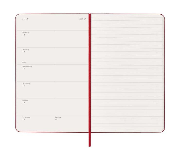 Agenda Moleskine 12 mesos setm/vista 2026 tapa dura L vermell