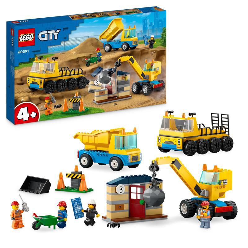 LEGO&reg; City Camiones de Construcci&oacute;n y Gr&uacute;a con Bola de Demolici&oacute;n 60391