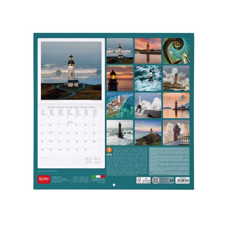 Calendari paret Legami 30x29cm 2026 Lighthouses