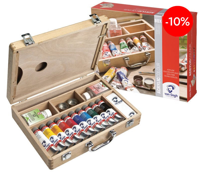 Caja acr&iacute;licos Van Gogh malet&iacute;n madera