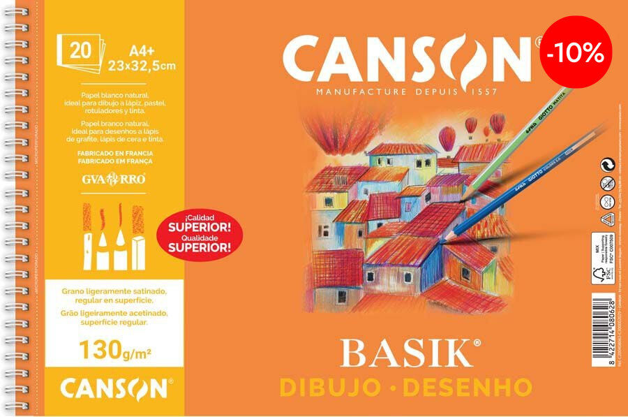 Bloc dibuix Canson Basik A4+ llis 20 Fulls
