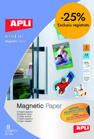 Papel magn&eacute;tico Apli Inkjet blanco A4 8 hojas