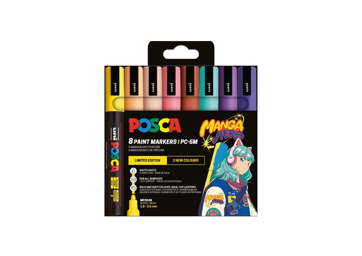 Rotuladores Posca PC-5M Manga Hero 8 colores