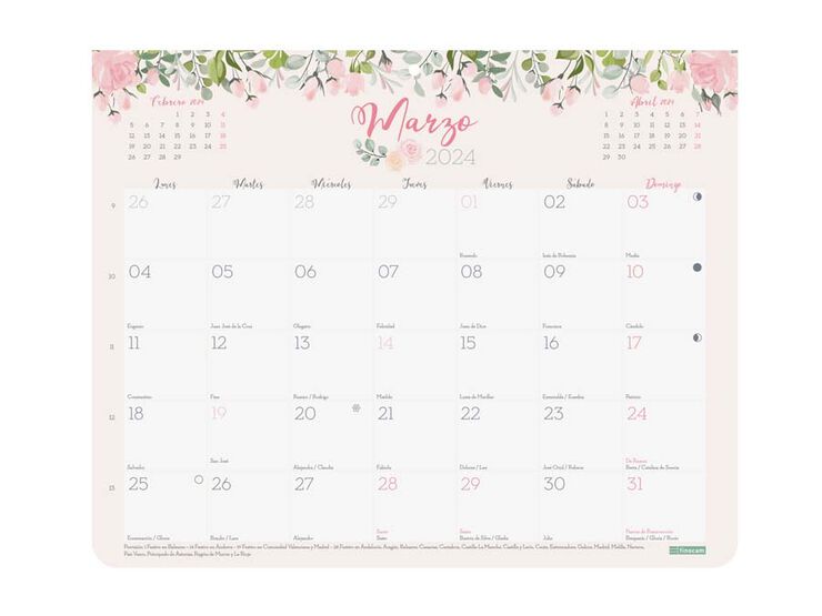 Calendari paret Finocam Iman Design Escriu.25X20 2024 cas