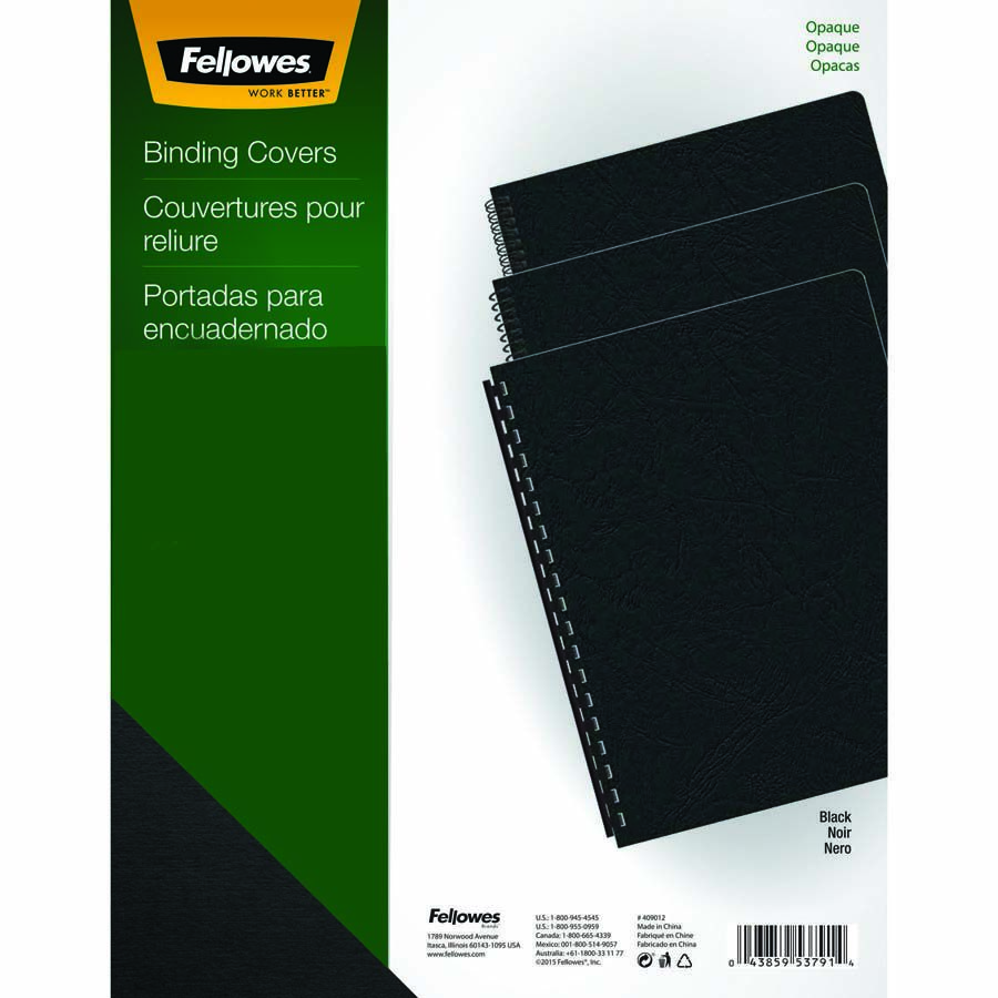 Tapes d'enquadernar A4 Fellowes PVC 180 micres negre 100u