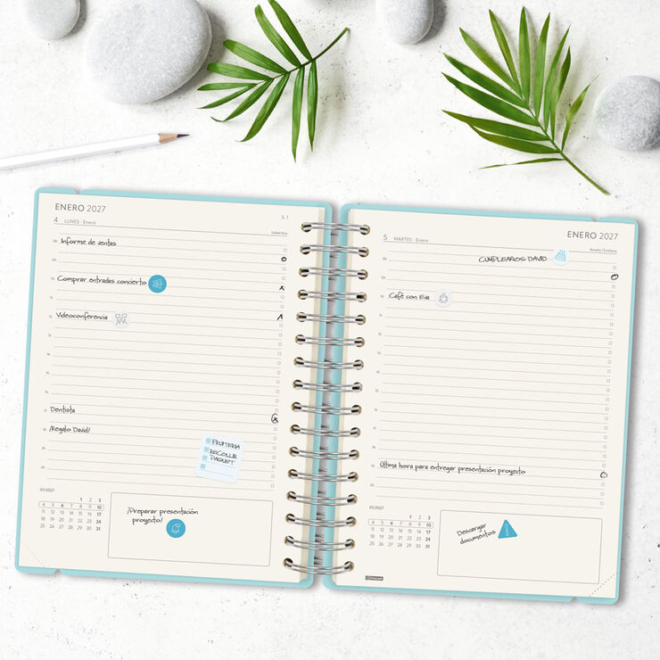 Agenda Finocam Haiku D&iacute;a P&aacute;gina 2027 Castellano Azul