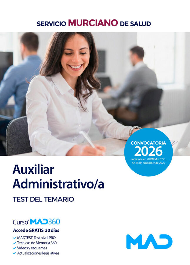 Auxiliar Administrativo/a del Servicio Murciano de Salud. Test del temario
