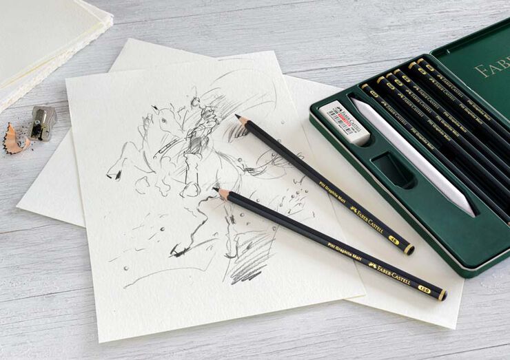 Lápiz Grafit Faber-Castell 8u estuche metal