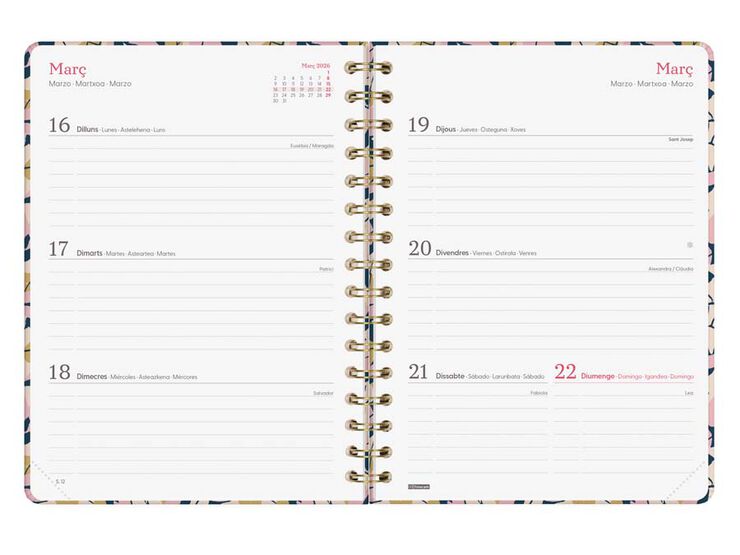 Agenda Finocam You E10 sem/vista horizontal cat 2026 Hojas