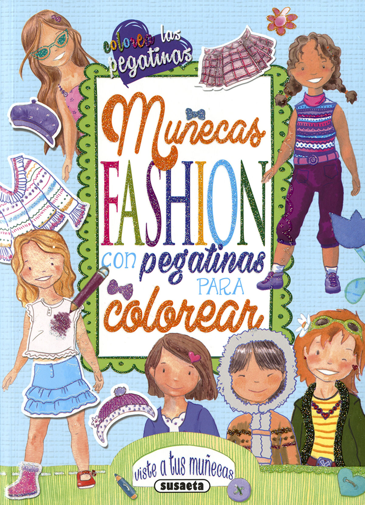 Mu&ntilde;ecas fashion con pegatinas para colorear