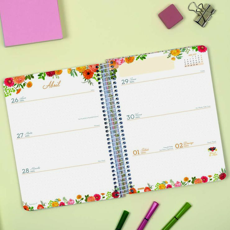Agenda Finocam 16M Cloe E10 Sem/Vista Castellano 2026-27 Rosa