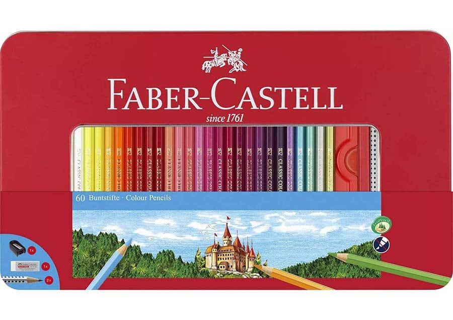 L&aacute;pices de colores Faber-Castell 60 colores caja metal