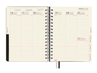 Agenda Finocam 16 mesos Tempus 1/4 setm/vista vertical cas 2025-26 negre
