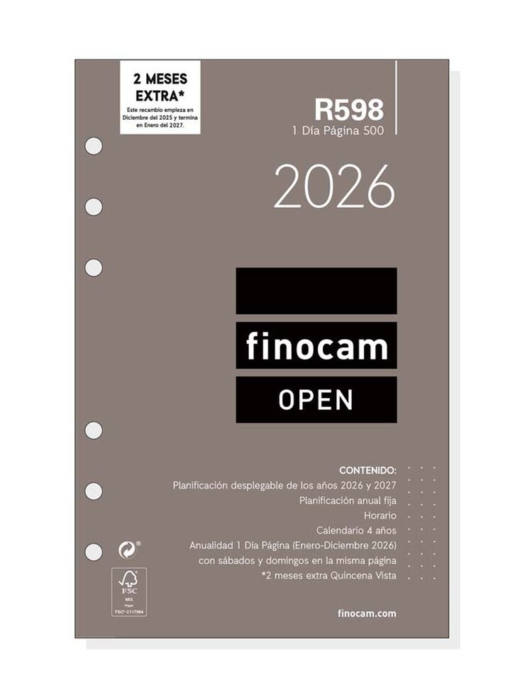 Recanvi Finocam Open 500 R598 1dia/pàg cas 2026