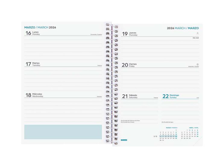 Agenda Finocam escolar Cool 1/8 sem/vista cas 2025-26 negro