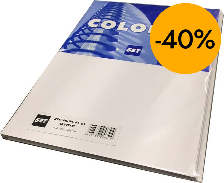 Cartulina Colorset A4 160g blanco 50 hojas