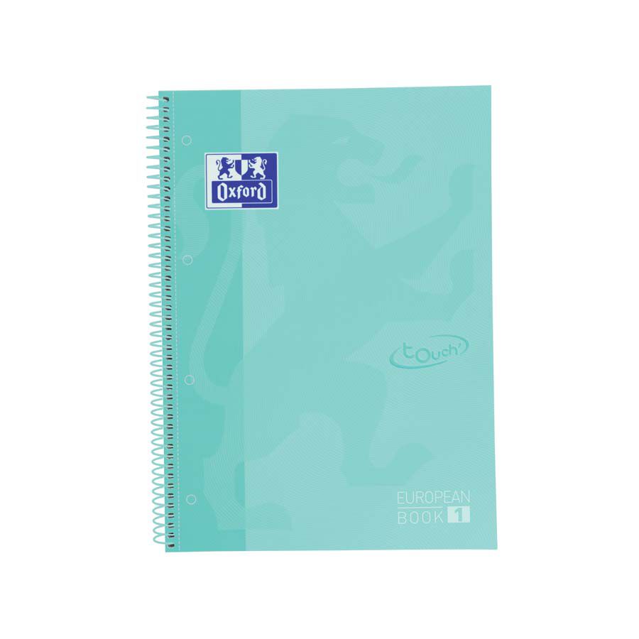 Notebook Oxford EuropeanBook 1 Touch A4+ 80 fulls 5x5 verde pastel
